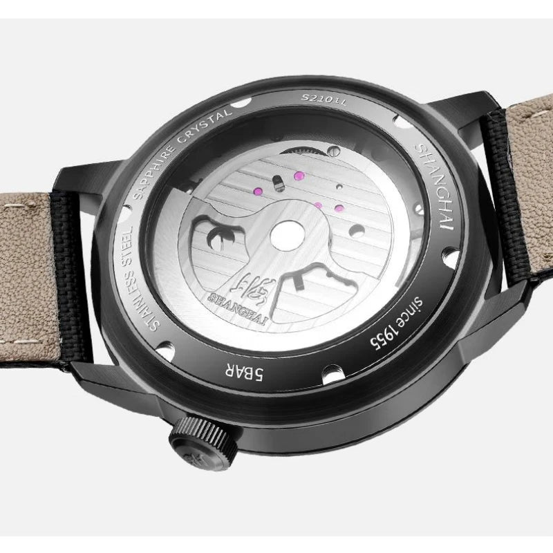 Shanghai Watch Sky Dome Center Flywheel Men's Watches Luminous Automatic Mechanical Wristwatch 50M Water-resistance Watches 2101