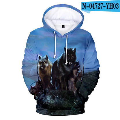 Sweatshirt com Capuz Cool Space Galaxy Wolf para Homem — Lobo Brilhante, Estilo Fashion, Pullover de Primavera e Outono
