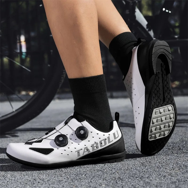Lock-Free Cycling Shoes, Flat Pedal Shoes for Men, Bike Cleat Sneakers, MTB Bicycle Biking Shoes for Women, Breathable Indoor Boots
