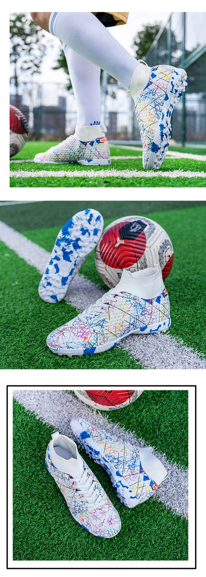 Nouvelles chaussures de football pour hommes, crampons pour terrain extérieur, baskets montantes très vendues pour intérieur, chaussures de football de haute qualité, chaussures de futsal antidérapantes