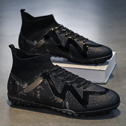 Chaussures de Football professionnelles FG/TF pour adultes, bottes de Football à longues pointes antidérapantes, crampons à cheville haute pour jeunes enfants, baskets de Football en herbe ﻿