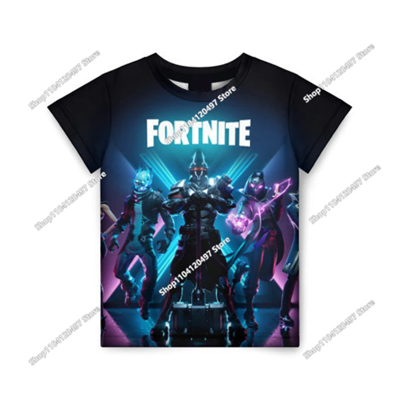 Anime Fortnite T-Shirts Girl Clothing T-Shirt Boys White Cartoon Tees Baby Summer Shirts Cute Printed Tops Costume