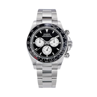 Sugess Panda Chronograph Movement Automatic Mechanical Chronograph Wristwatch Waterproof Diving Men Watches Ceramic Bezel Tona
