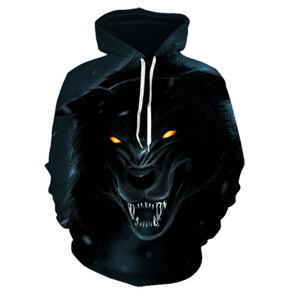 Felpe con cappuccio oversize 3D Animal Wolf da uomo e donna, moda casual, pullover hip hop Harajuku streetwear