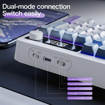Teclado XUNFOX TK100 inalámbrico 2.4 Bluetooth de doble modo para gaming, silencioso, oficina y portátil, universal