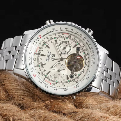 Jaragar 50MM Automatic Mechanical Watch for Men,Multifunctional,Date Month Week Display,3ATM Waterproof,Business Casual Style