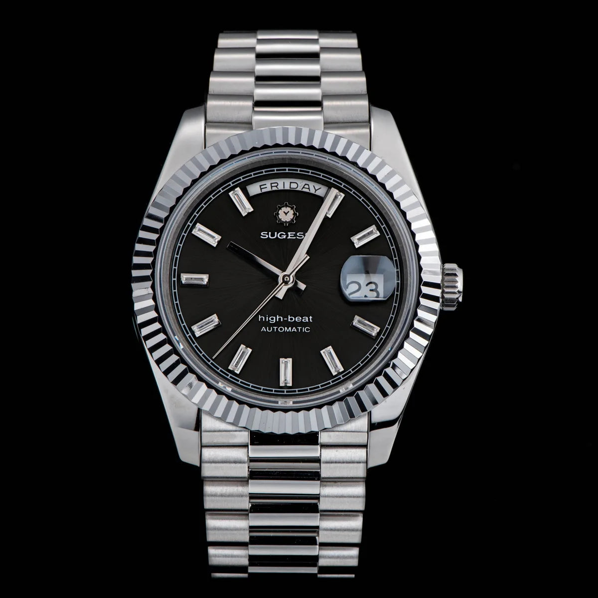Sugess 40mm Men's Watches Automatic Date Mechanical Day Wristwatch Peacock SL3034 Movement Sapphire Waterproof Luxury Retro New