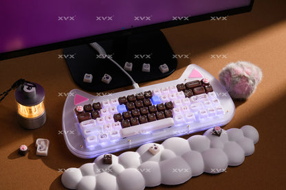 XVX 148 teclas teclas con temática de gatos perfil MAO, teclas coreanas brillantes y adorables para teclado 61 64 68 78 87 96 98 104 108
