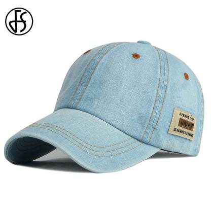 FS Brand Modrá džínová čepice pro muže Letní baseballové čepice Luxusní dámská značková čepice Streetwear Trucker Cap Gorras Para Hombre