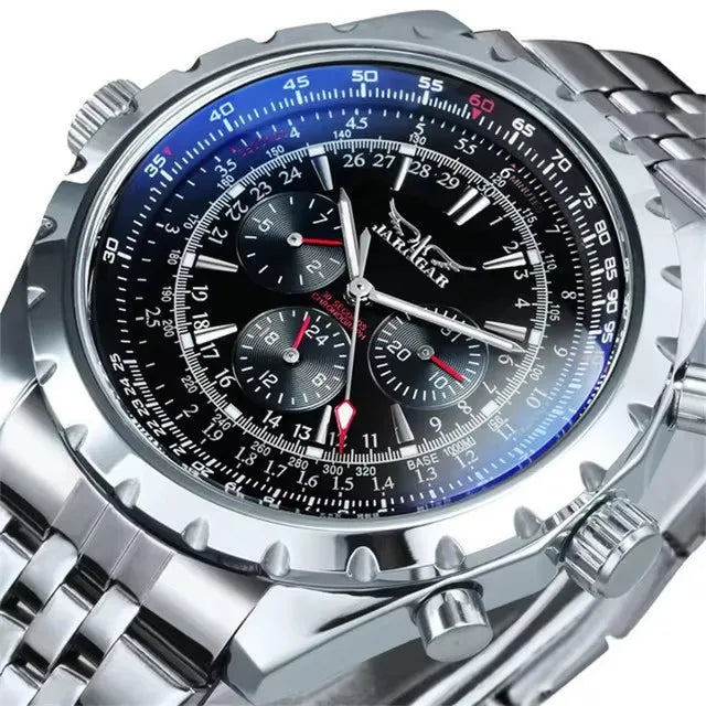 JARAGAR 212 Reloj mecánico automático para hombre, de estilo moderno y ejecutivo, de lujo, con calendario semanal, reloj para hombre, regalo premium, Reloj Hombre