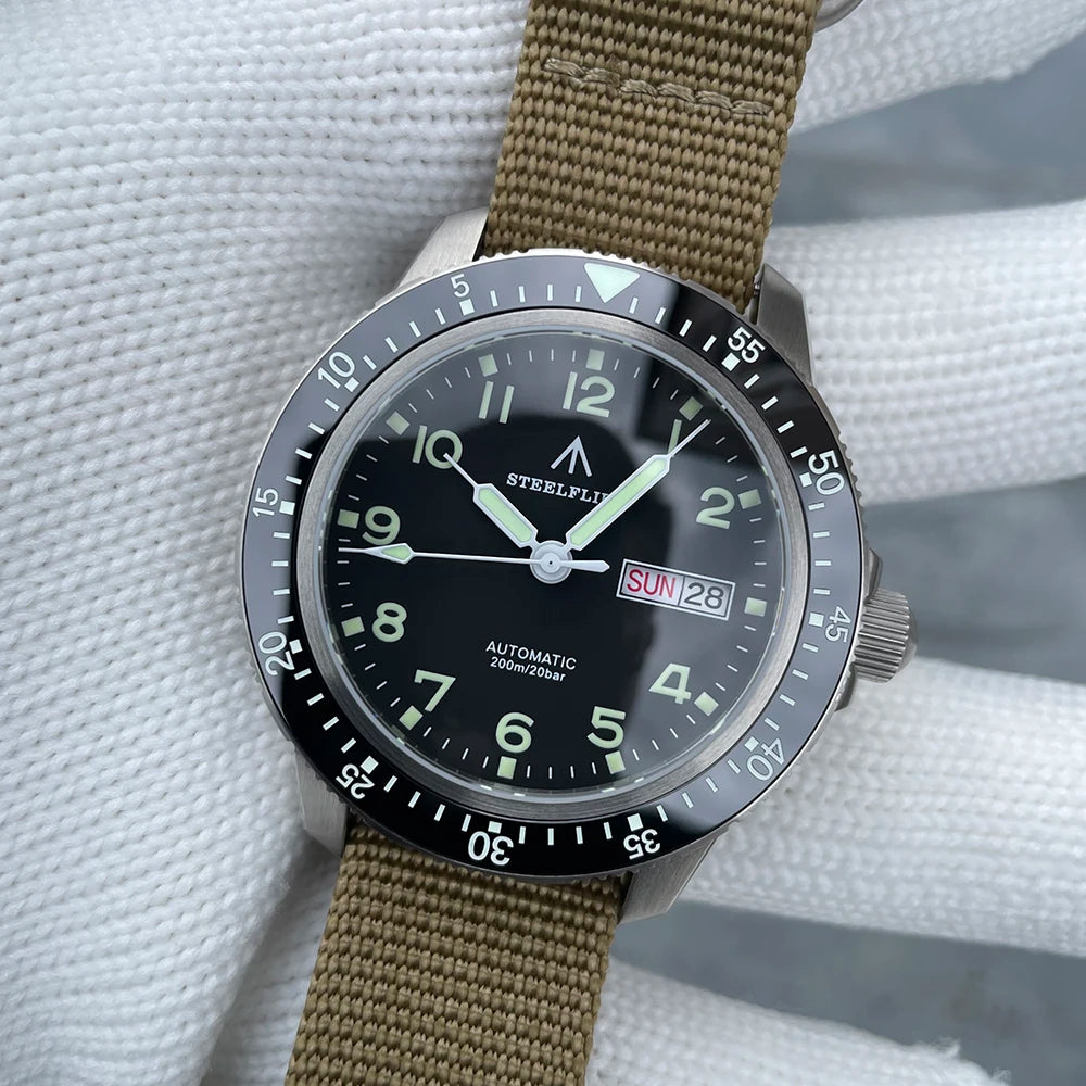 STEELFLIER Official SF787 Dive Luxury Wristwatches Double Calendar NH36 Movement Super Luminous 200M Waterproof Mechanical Watch