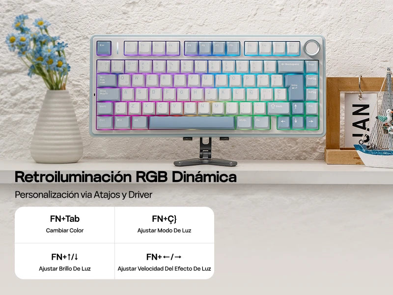 EPOMAKER AULA F75 ISO-ES 75% spagnola QWERTY Hot-Swap, tastiera meccanica da gaming cablata/Bluetooth/wireless 2.4GHz con montaggio gasket e retroilluminazione RGB