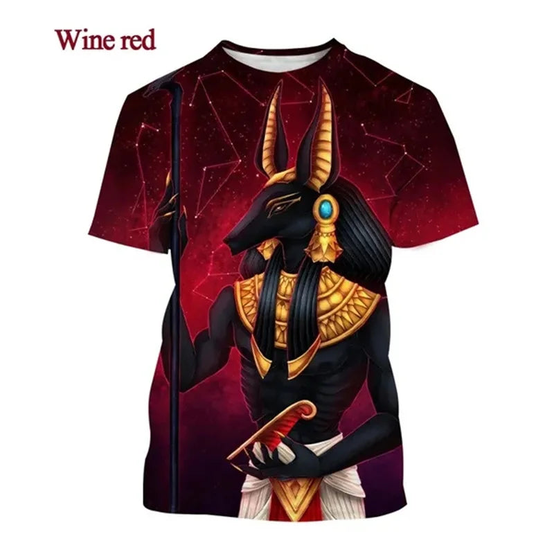 Grim Reaper Anubis T-shirts 3D-trykt oldegyptisk gud T-shirt Egyptens øje Farao Mode Harajuku kortærmet T-shirt