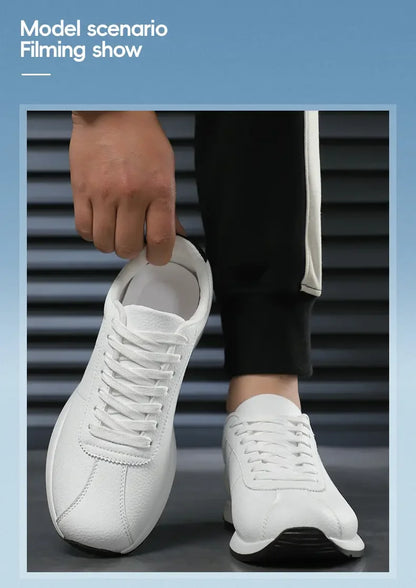 Leisure Running Summer Fashion Anti-Slip Mountaineering PU Leather Sports Shoes, Tennis Trend, Hot Selling Men’s White Flat Shoes