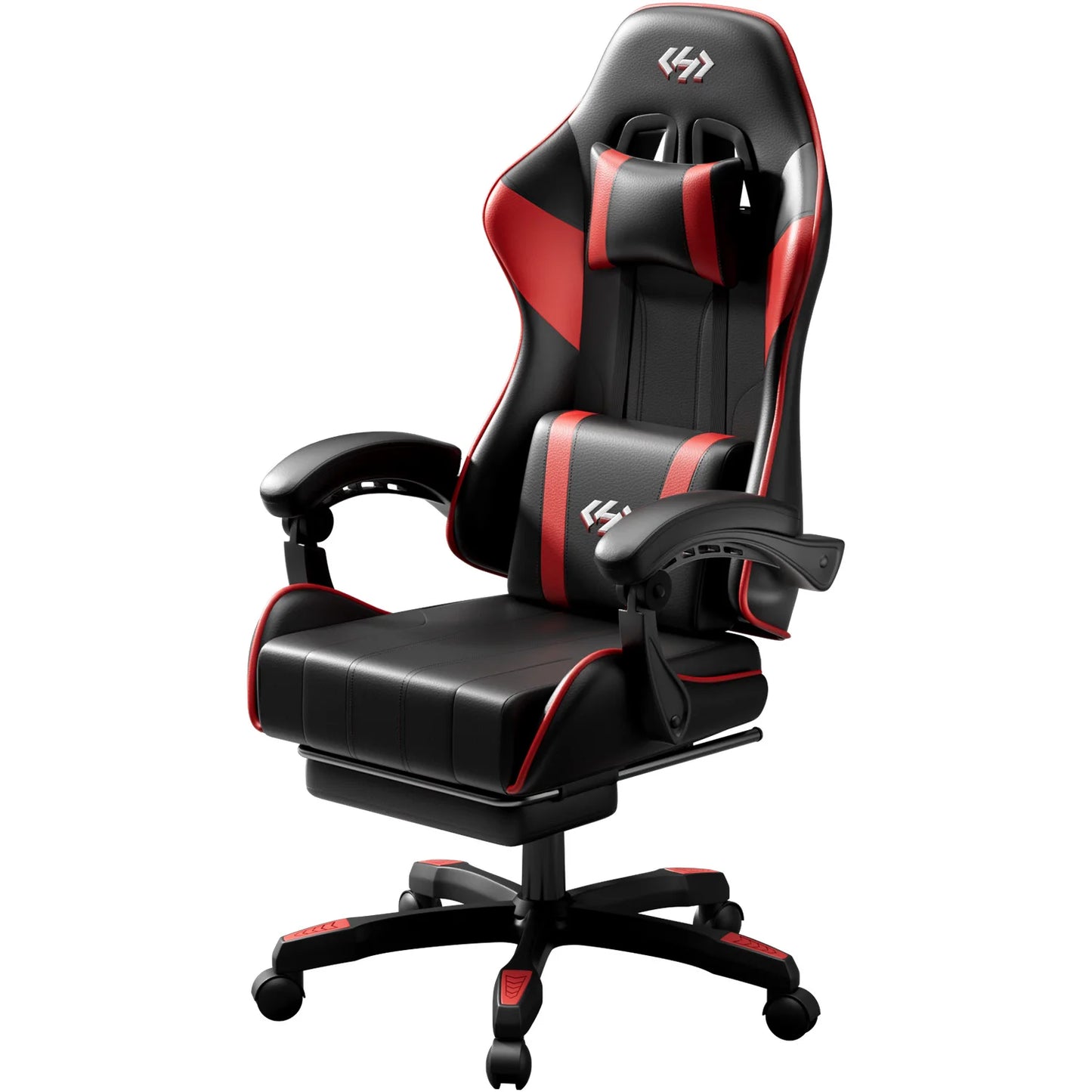 Cadeira gaming ergonómica, cadeira de escritório para computador com apoio para os pés e apoio de cabeça, cadeira de escritório para adulto com altura e encosto ajustáveis