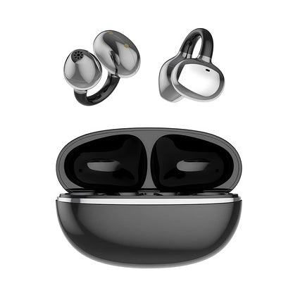 Open Ear Bluetooth Headset Clip On Wireless Earphones with Mic, Open Ear Bluetooth Headset Sports Earbuds, Bluetooth 5.3 Cycling Headphones with ANC Waterproof Design