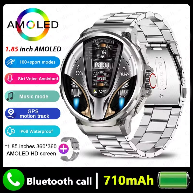 2026 New GPS Track Smart Watch Men 1.85-Inch HD AMOLED Screen 710 Mah Battery Sport Bluetooth Call Smartwatch For Android IOS