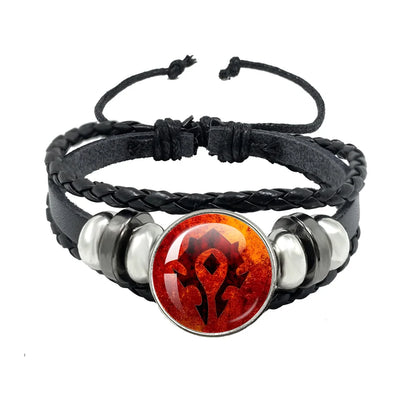 Classic Games World Of Warcraft Hearthstone Glass Leather Rope Bracelet For WOW Alliance and Horde Combatant Gift