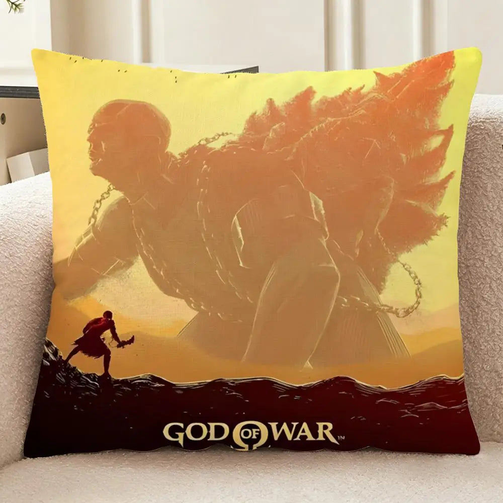 God of War Ragnarok Cushion Cover Washable Linen-Look for Daily Sofa Home Household Room Decor