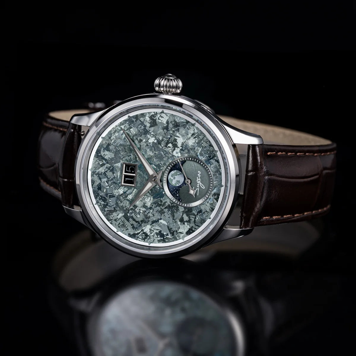 Automatic Man Watch Moon-Phase ST2528 Movement Waterproof Mechanical Wristwatches Sapphire Crystal Titanium Dials Clock S401 New