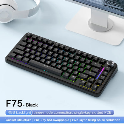 Teclado mecánico F75 FREEWOLF * AULA F75 Bluetooth trimodo, diseñado para gaming y uso de oficina