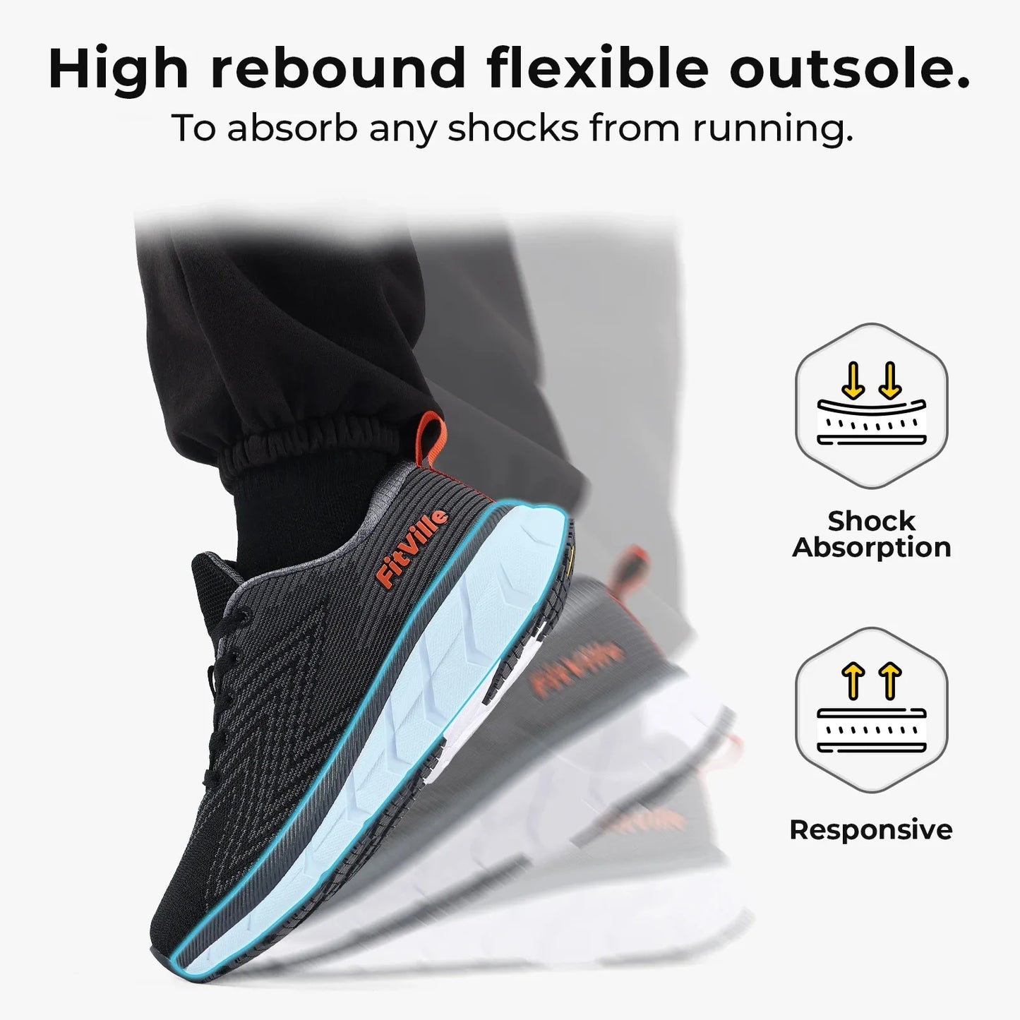 FitVille Men's Shoes Wide Toe Box Cushioned Extra Wide Width Non-Slip Running Shoe Comfortable Lightweight Sneakers For Wide Feet