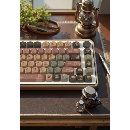 Coffee, Fantasy Dust MOA Keycap PBT 112 Key, Customized for 60/84/98/108MX Switch Mechanical Keyboard