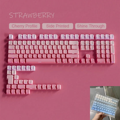 Nuevas teclas para teclado mecánico gaming 60/64/84/98/108 con interruptores MX, 135 teclas OEM PBT con grabado lateral y color degradado rojo y negro