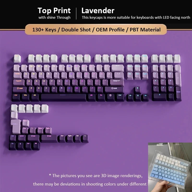 133+ tasti OEM Profile Gradient Keycaps per tastiera meccanica da gaming con switch Cherry MX, PBT retroilluminati RGB, layout ISO, keycap