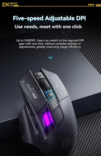 Inphic A9 Explorer V2 Three-mode Gaming Mouse Indicator DPI Adjustable Macro-driver Ergonomics 12000DPI   1000Hz rate of return