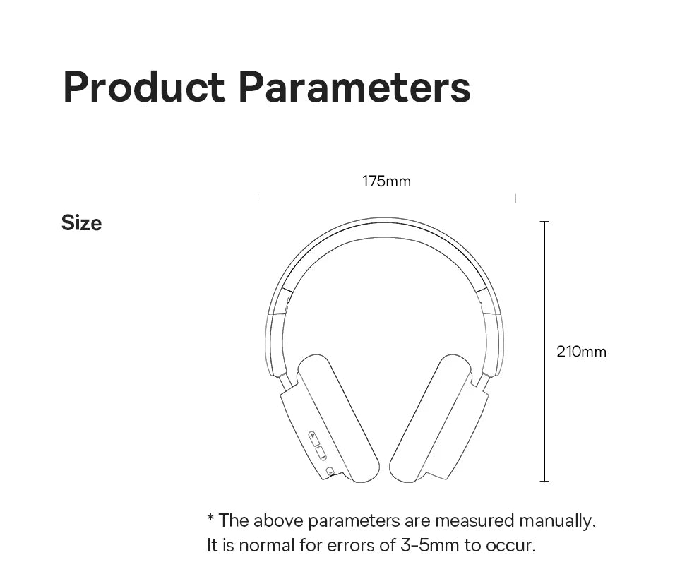 Baseus Wireless Bluetooth 5.3 Over-Ear Headphones – HiFi 40mm Driver, 70H Playtime Foldable Headset with Spatial Audio