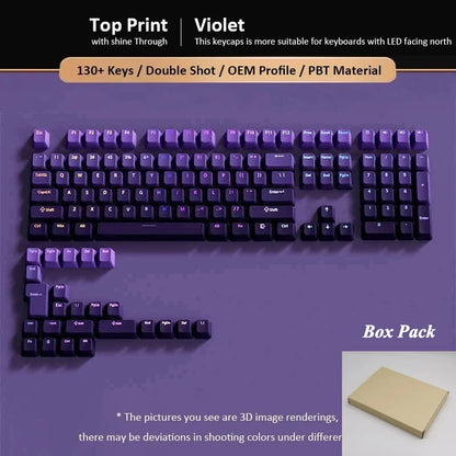 133+ tasti OEM Profile Gradient Keycaps per tastiera meccanica da gaming con switch Cherry MX, PBT retroilluminati RGB, layout ISO, keycap