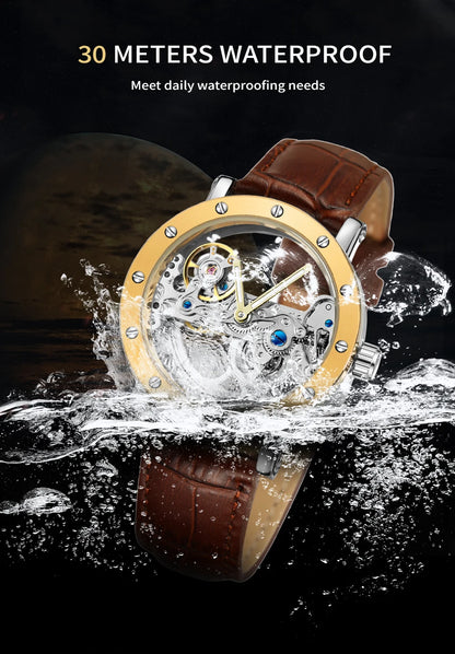 2026 Top Brand Luxury Steel Skeleton Tourbillon Automatic Watch Men's Leather Mechanical Waterproof Luminous Elegant Wrist Clock