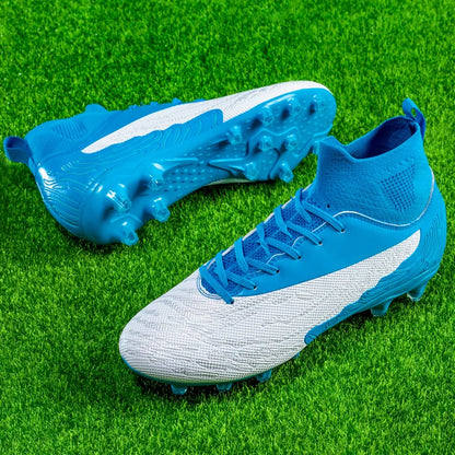 Black Men's Soccer Shoes AG/FG Cleats Training Football Boots High Ankle Sports Shoes for Men Kids Adults Sneakers Sizes 35-45