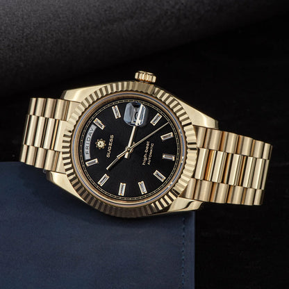 Sugess 40mm Men's Watches Automatic Date Mechanical Day Wristwatch Peacock SL3034 Movement Sapphire Waterproof Luxury Retro New