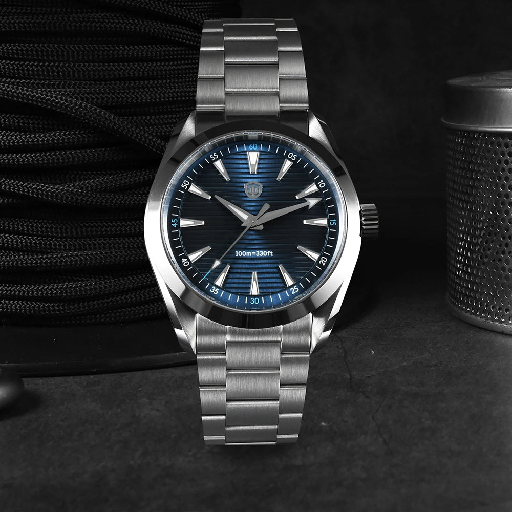 Ρολόι Watchdives WD0006, μηχανισμός VH31 με ομαλή κίνηση του δευτερολέπτου, κυρτό ζαφειρένιο κρύσταλλο, φωταυγές επίστρωμα BGW9, αδιάβροχο έως 10 bar, 38 mm, vintage στυλ