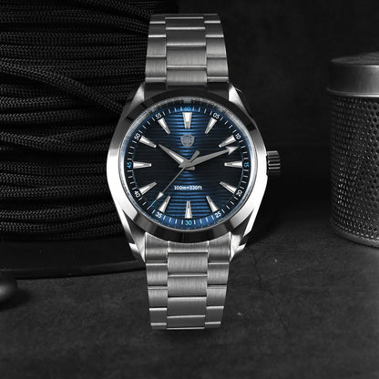 Ρολόι Watchdives WD0006, μηχανισμός VH31 με ομαλή κίνηση του δευτερολέπτου, κυρτό ζαφειρένιο κρύσταλλο, φωταυγές επίστρωμα BGW9, αδιάβροχο έως 10 bar, 38 mm, vintage στυλ