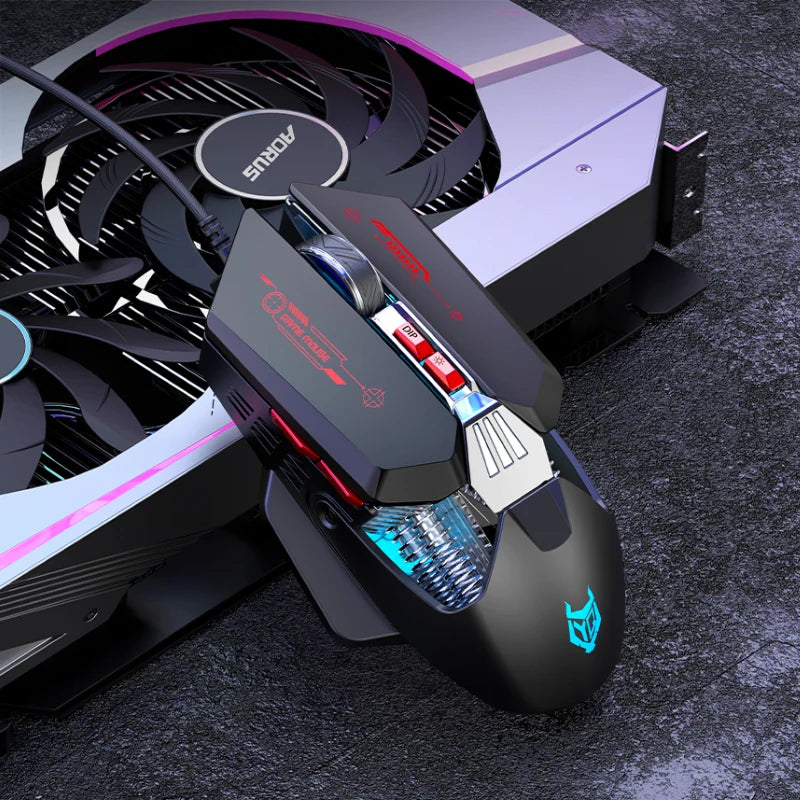1K Hz Gaming Mouse Wired APAYADO T4 RGB Mouse with Ultra-light Cord 60IPS, 12800DPI for Laptop/Computer