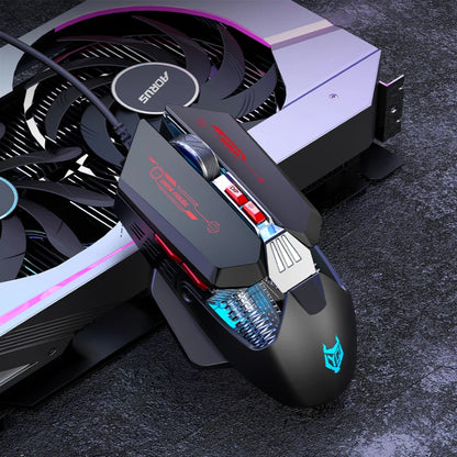 1K Hz Gaming Mouse Wired APAYADO T4 RGB Mouse with Ultra-light Cord 60IPS, 12800DPI for Laptop/Computer