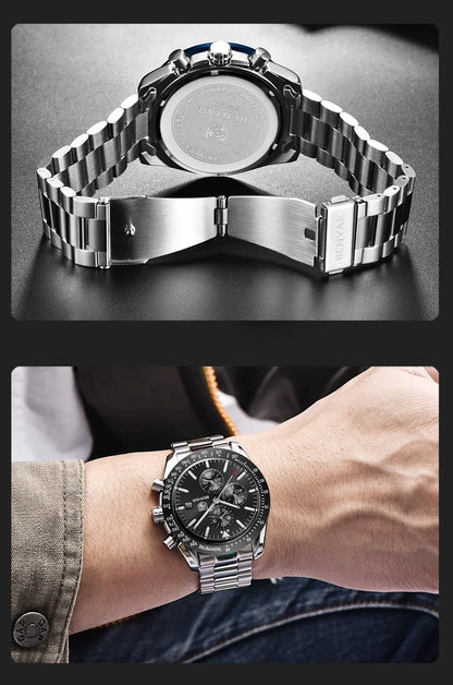 Reloj para hombre BENYAR 5140, reloj deportivo informal, reloj de cuarzo de lujo resistente al agua, cronógrafo militar de marca de alta gama.