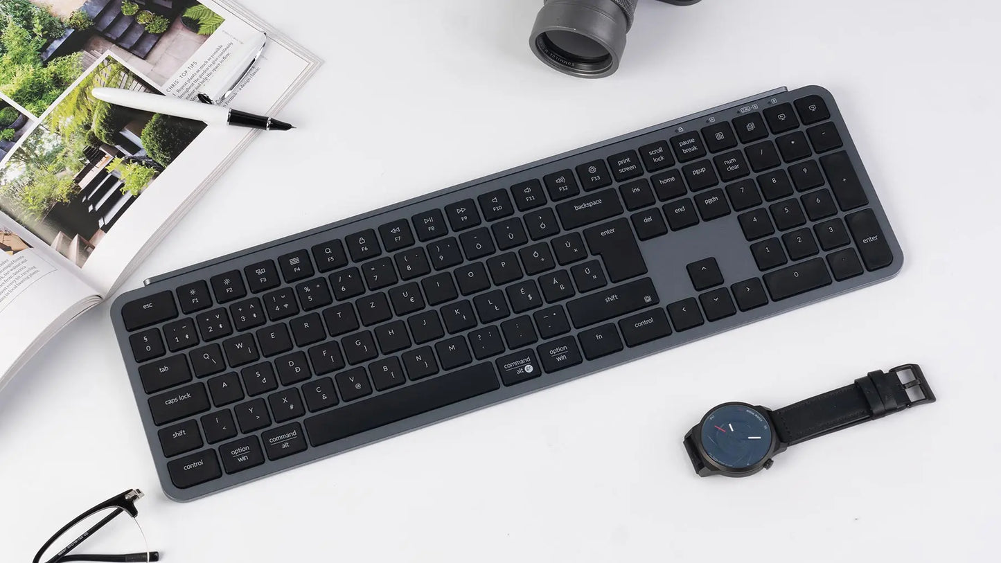 Teclado inalámbrico ultrafino Keychron B6 Pro con distribución ISO, tamaño completo, portátil y ligero, conexiones 2.4GHz y Bluetooth