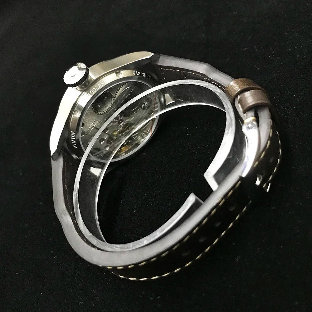 Hruodland 2025 Neue mechanische Herrenuhr Seagull ST3620 Retro-Pilot 43MM BGW-9 Leuchtend Saphirglas Turbine Reloj Hombre
