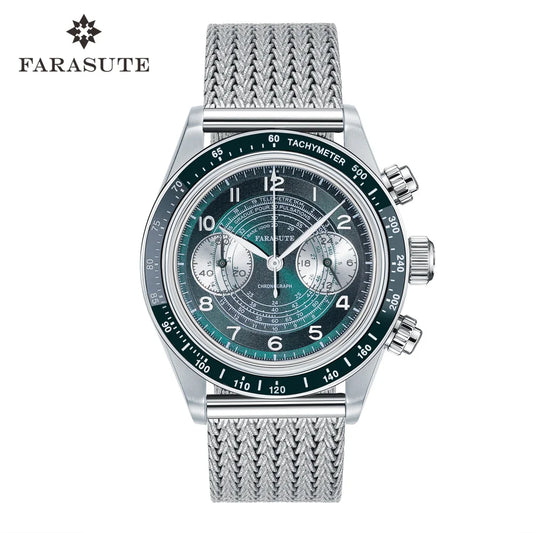 FARASUTE New Japan VK64 Quartz Movement Men Watch Casual 10Bar Waterproof Speed Sports Chronograph Wristwatch Clock Reloj Hombre