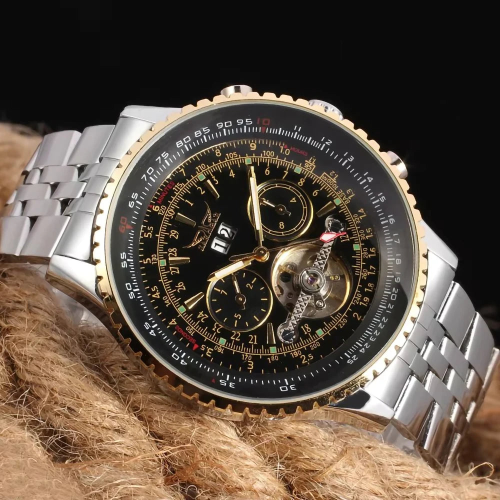 Jaragar 50MM Automatic Mechanical Watch for Men,Multifunctional,Date Month Week Display,3ATM Waterproof,Business Casual Style