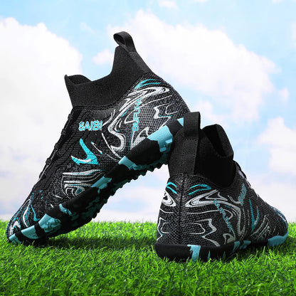 Chaussures de football TF pour adultes, économiques, en tissu PU mélangé, crampons en caoutchouc durables, antidérapantes, pour les passionnés de football amateur.