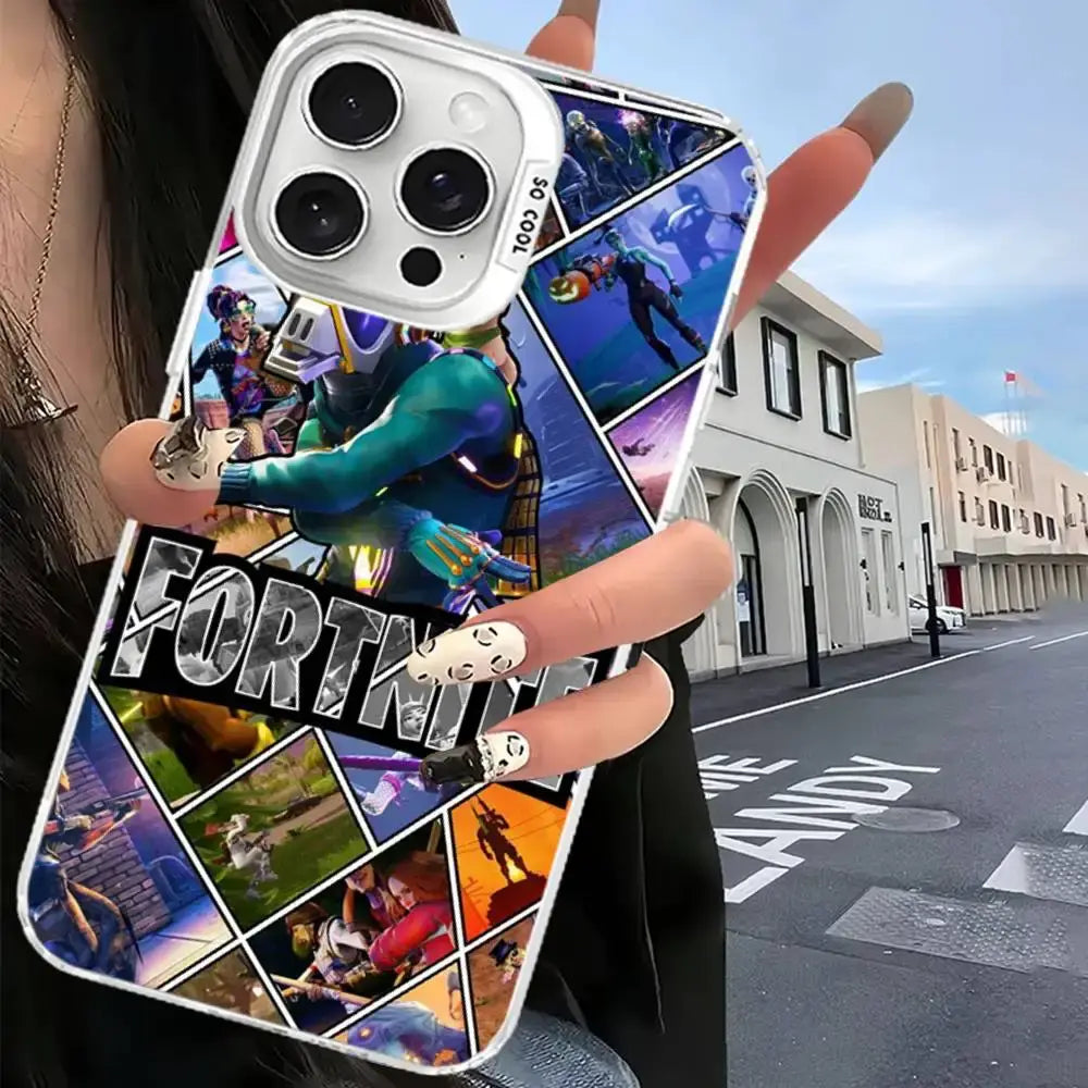 F-Fortnites Phone Case For iPhone 17, 16, 15, 14, 13, 12, 11 Pro Max Plus Color Silver Cover