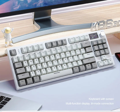 Tastiera meccanica ATTACK SHARK K86 con manopola in metallo, schermo smart TFT a colori, layout a 87 tasti, illuminazione RGB e connessione tri-mode