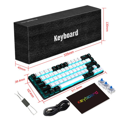Tastiera meccanica gaming 60% USB con tasti bianchi, mini tastiera gamer ergonomica per computer, retroilluminata, tastiera PC per musica