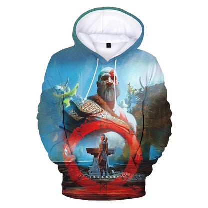 3D pop game God Of War printing Hoodies for men Kratos graphic hooded hoody kid fashion cool hip hop pullovers harajuku clothing