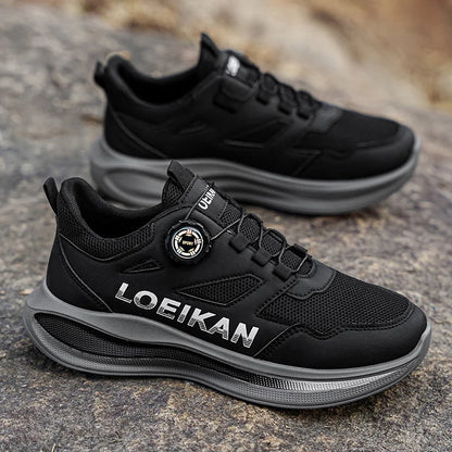 Chaussures de course à boucle rotative pour hommes, baskets respirantes en maille légère, semelle coussinée, antidérapantes, chaussures de marche quotidiennes, 2 couleurs